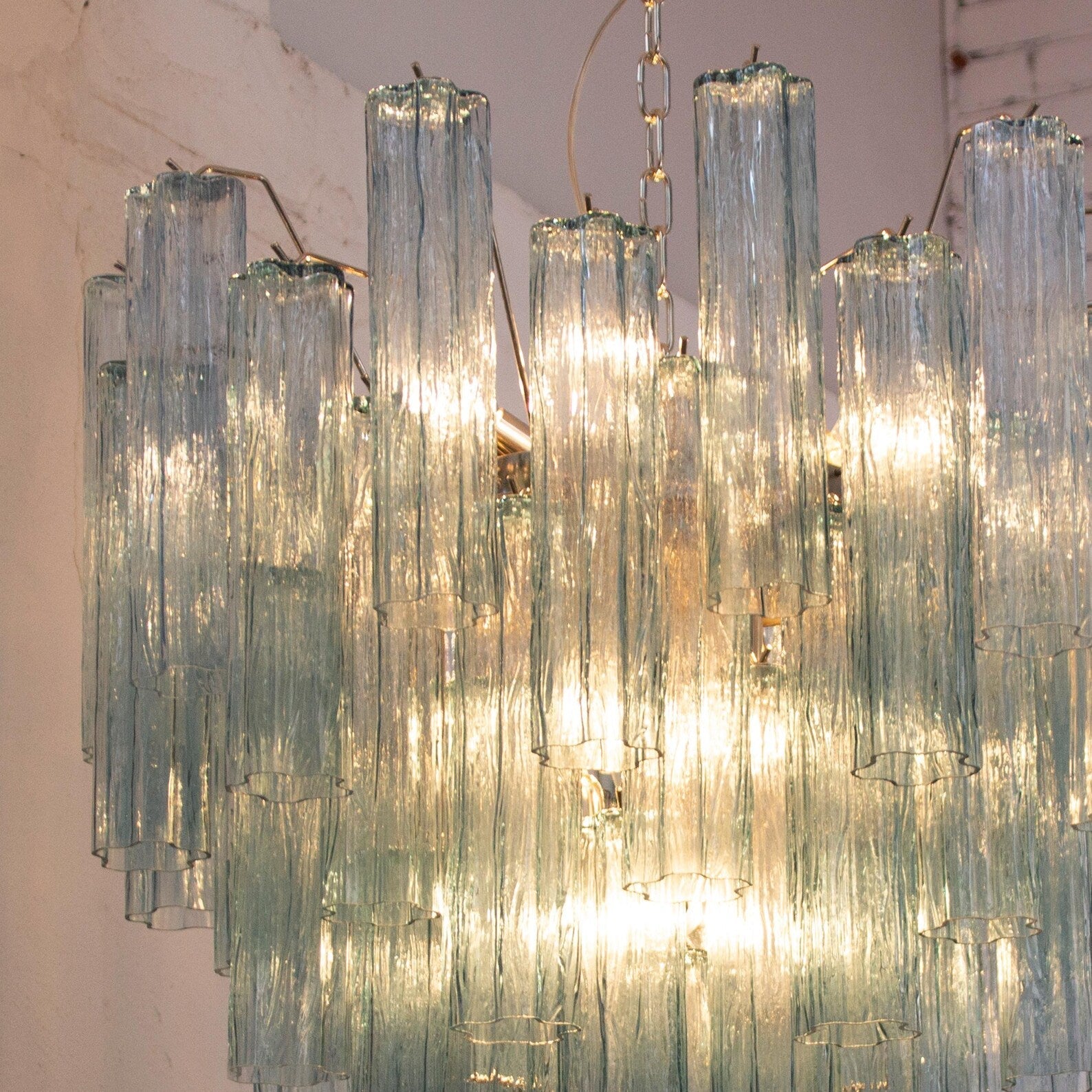 Murano Blue Tronchi Chandelier 56 Tubes