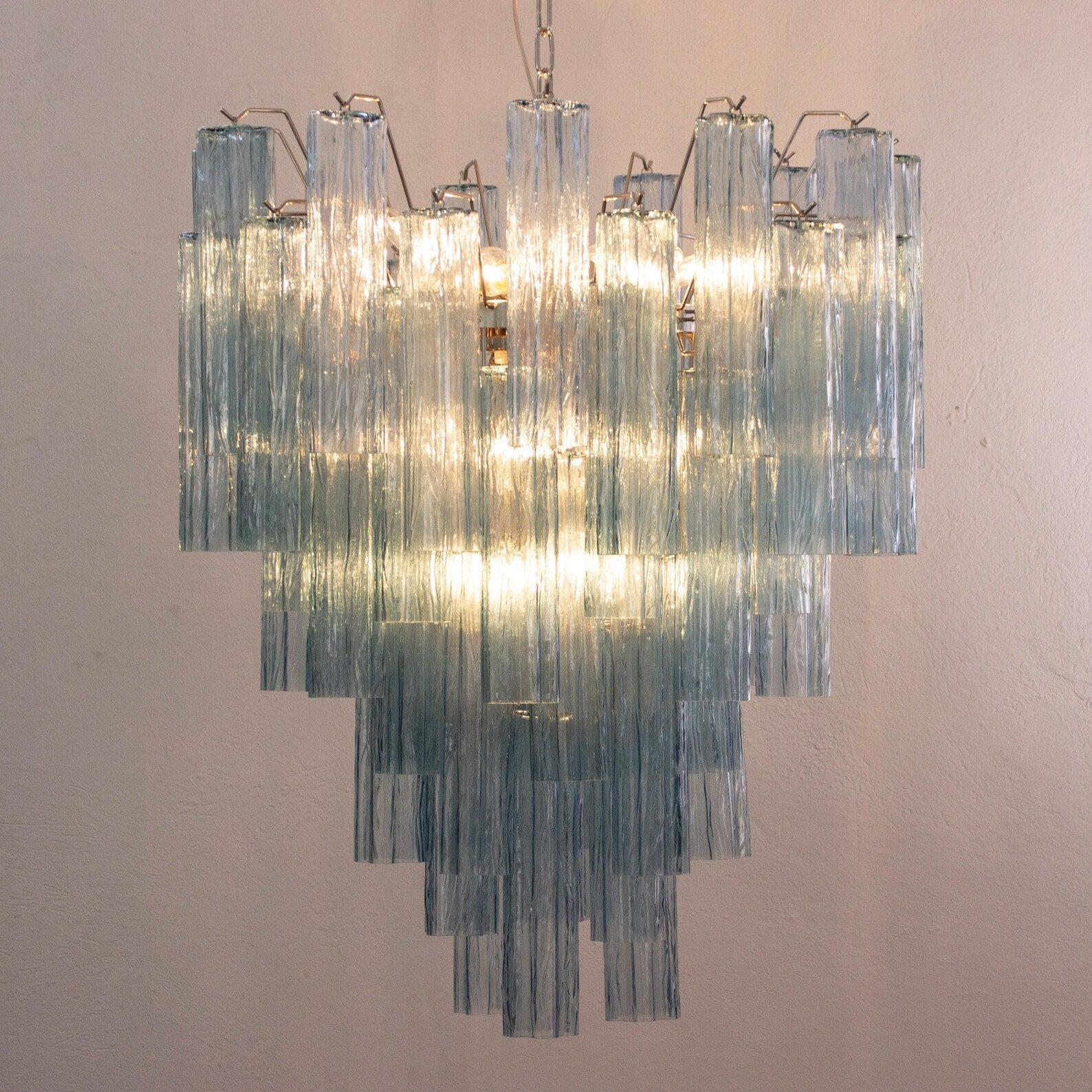 Murano Blue Tronchi Chandelier 56 Tubes