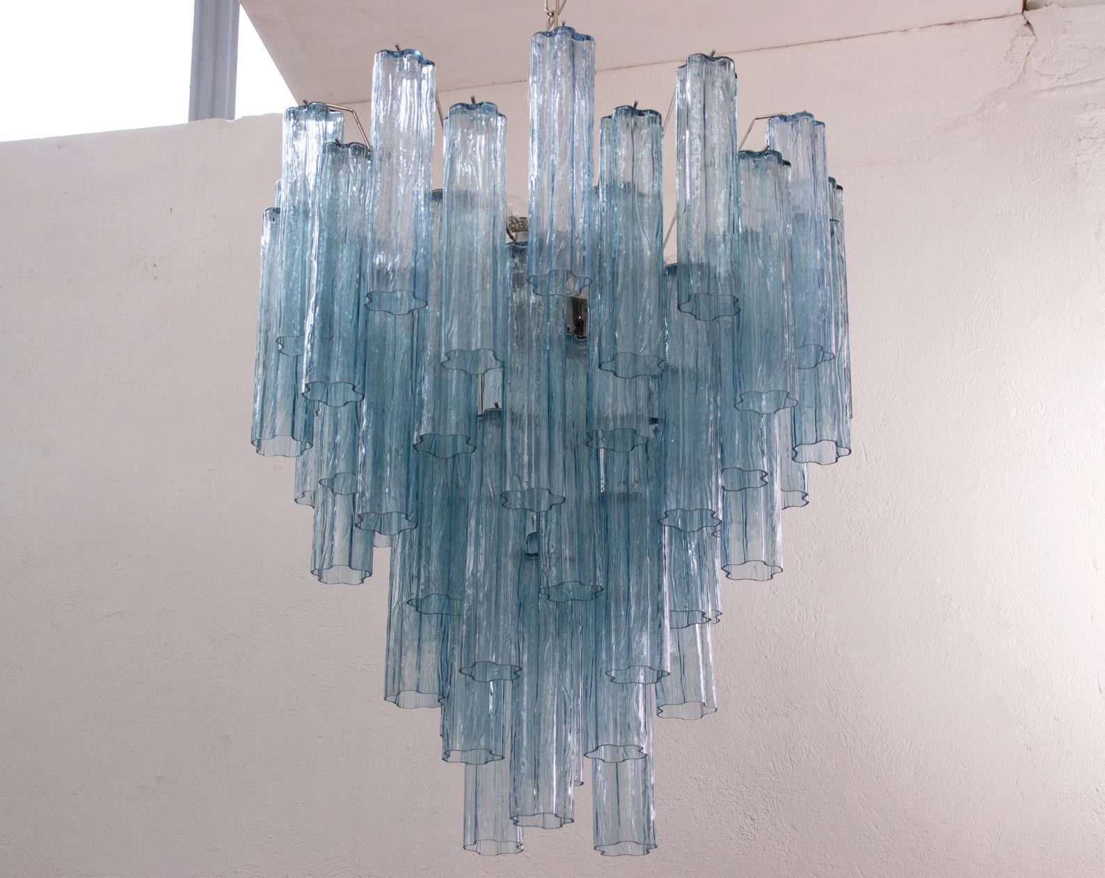 Murano Blue Tronchi Chandelier 56 Tubes