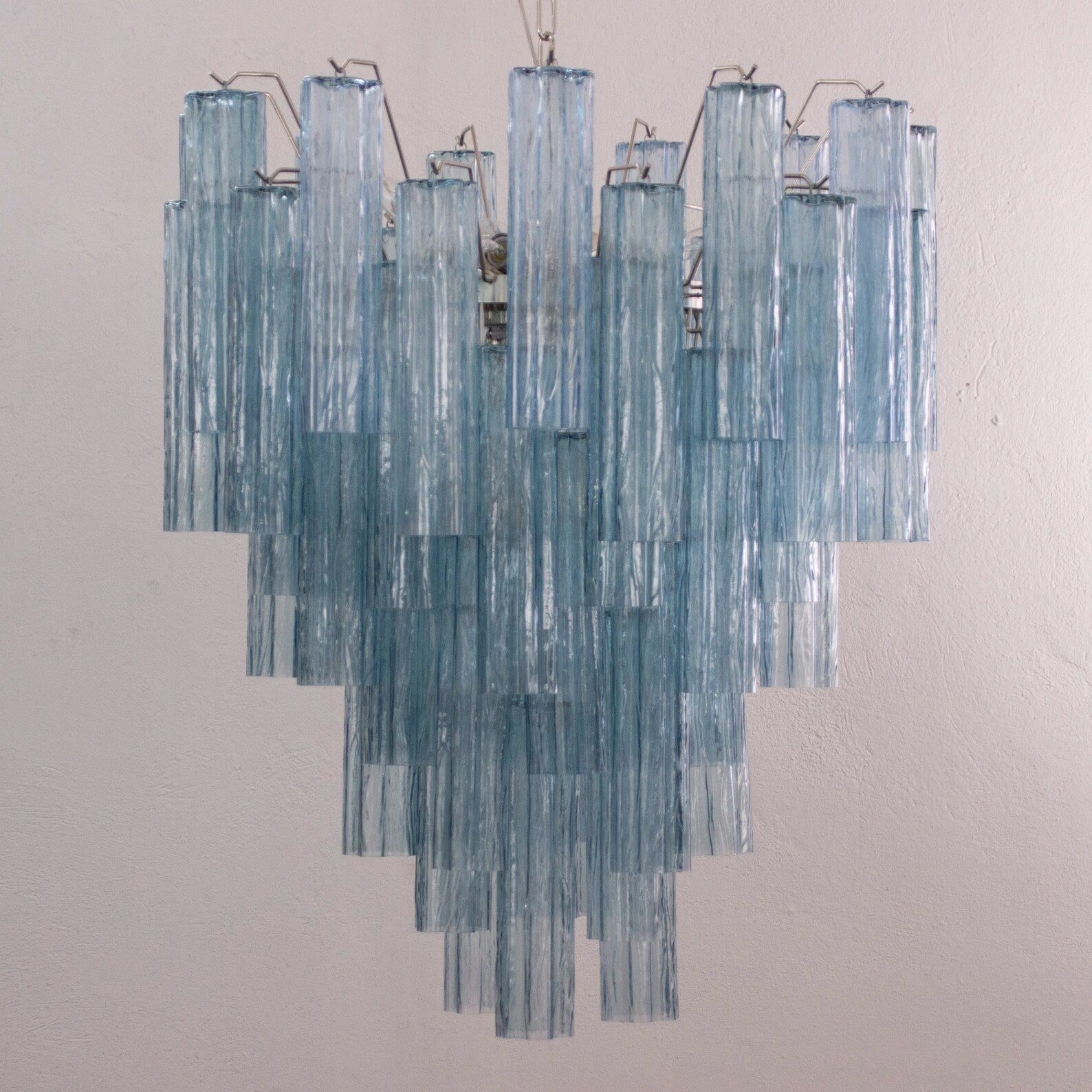 Murano Blue Tronchi Chandelier 56 Tubes