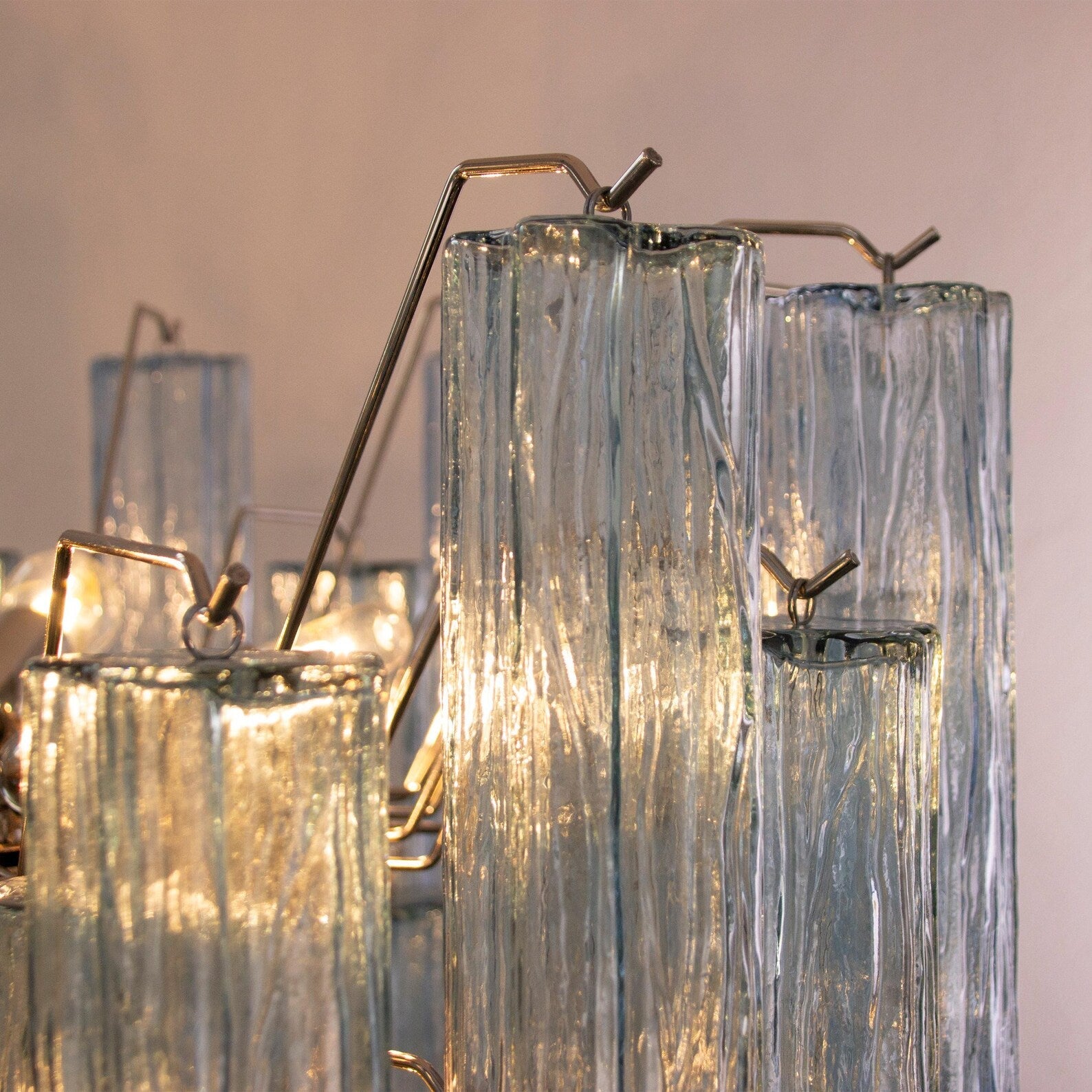 Murano Blue Tronchi Chandelier 56 Tubes