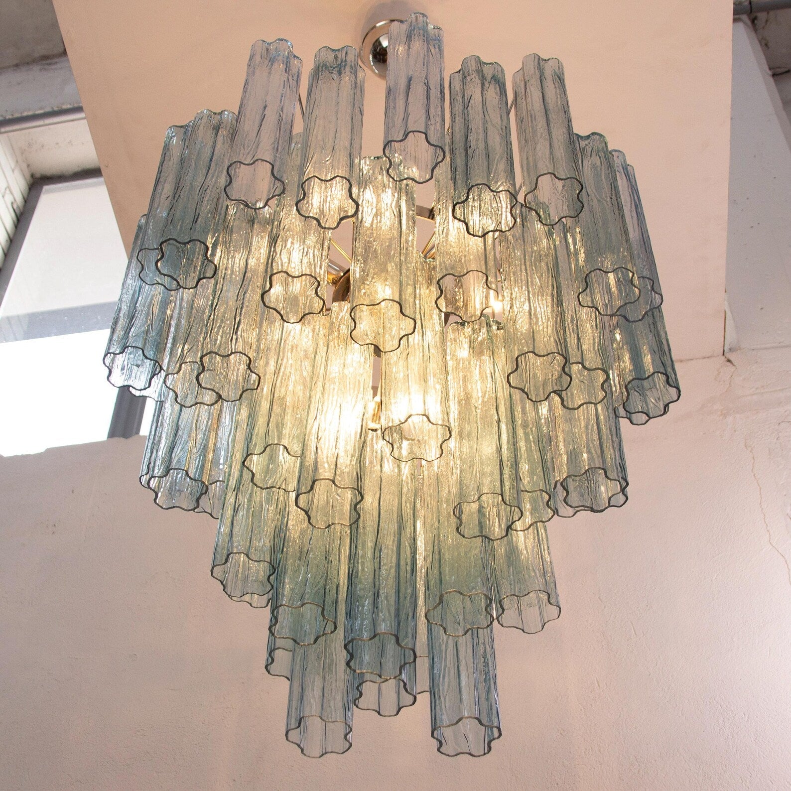 Murano Blue Tronchi Chandelier 56 Tubes