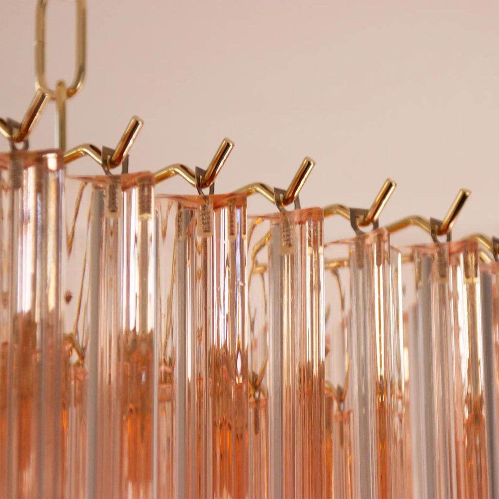 Murano Pink Triedri Chandelier 72 Prisms