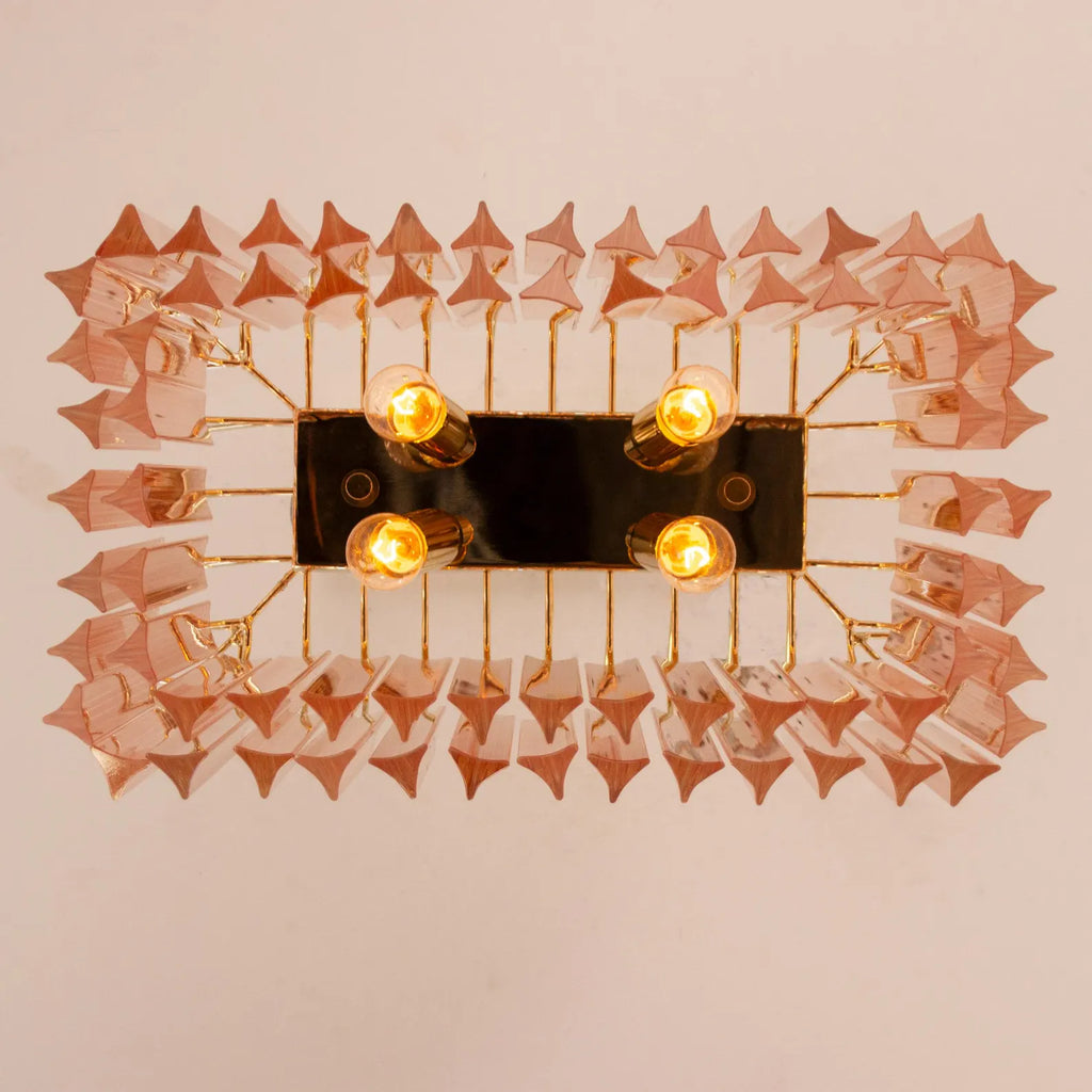 Murano Pink Triedri Chandelier 72 Prisms