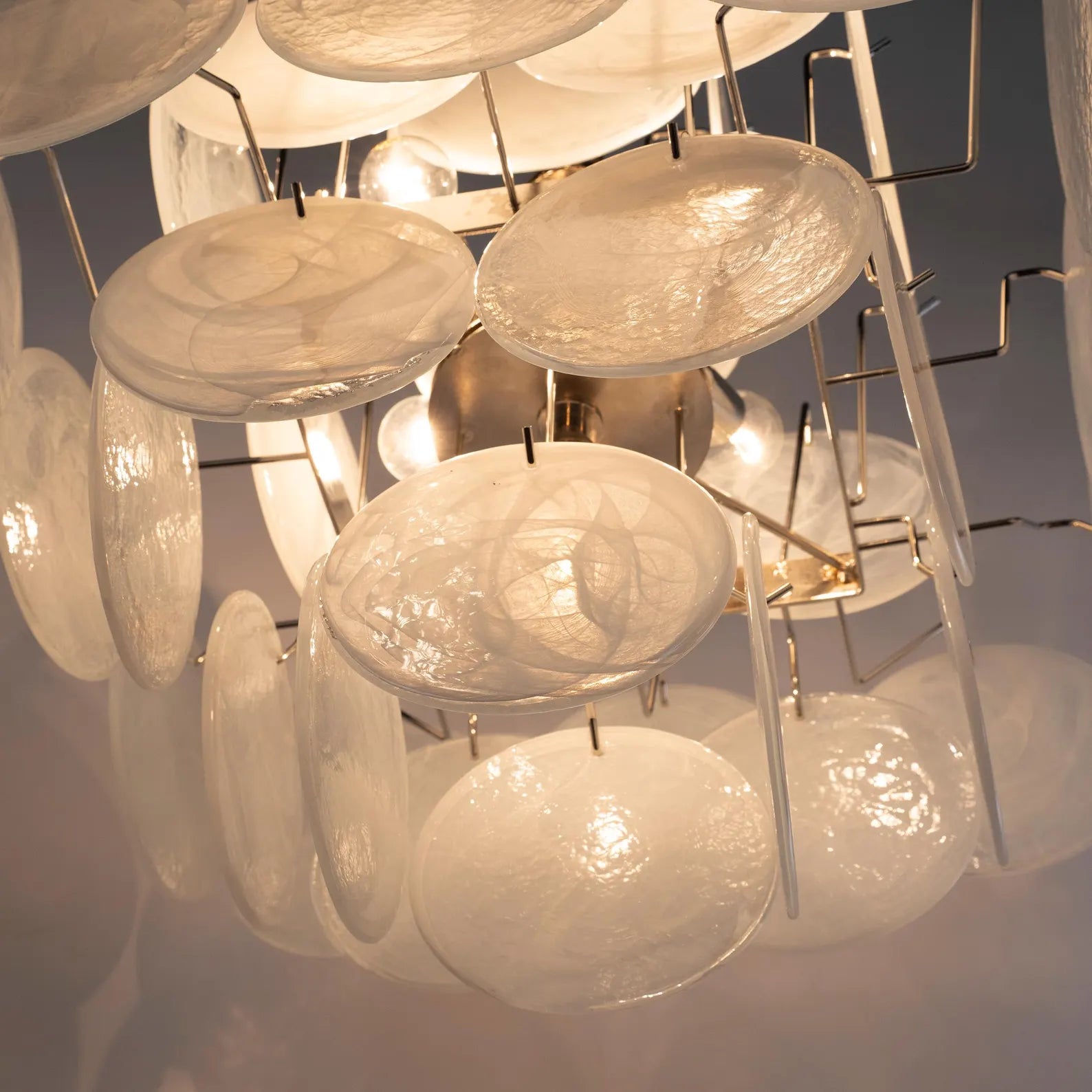 Murano Alabaster White Discs Chandelier Ø50
