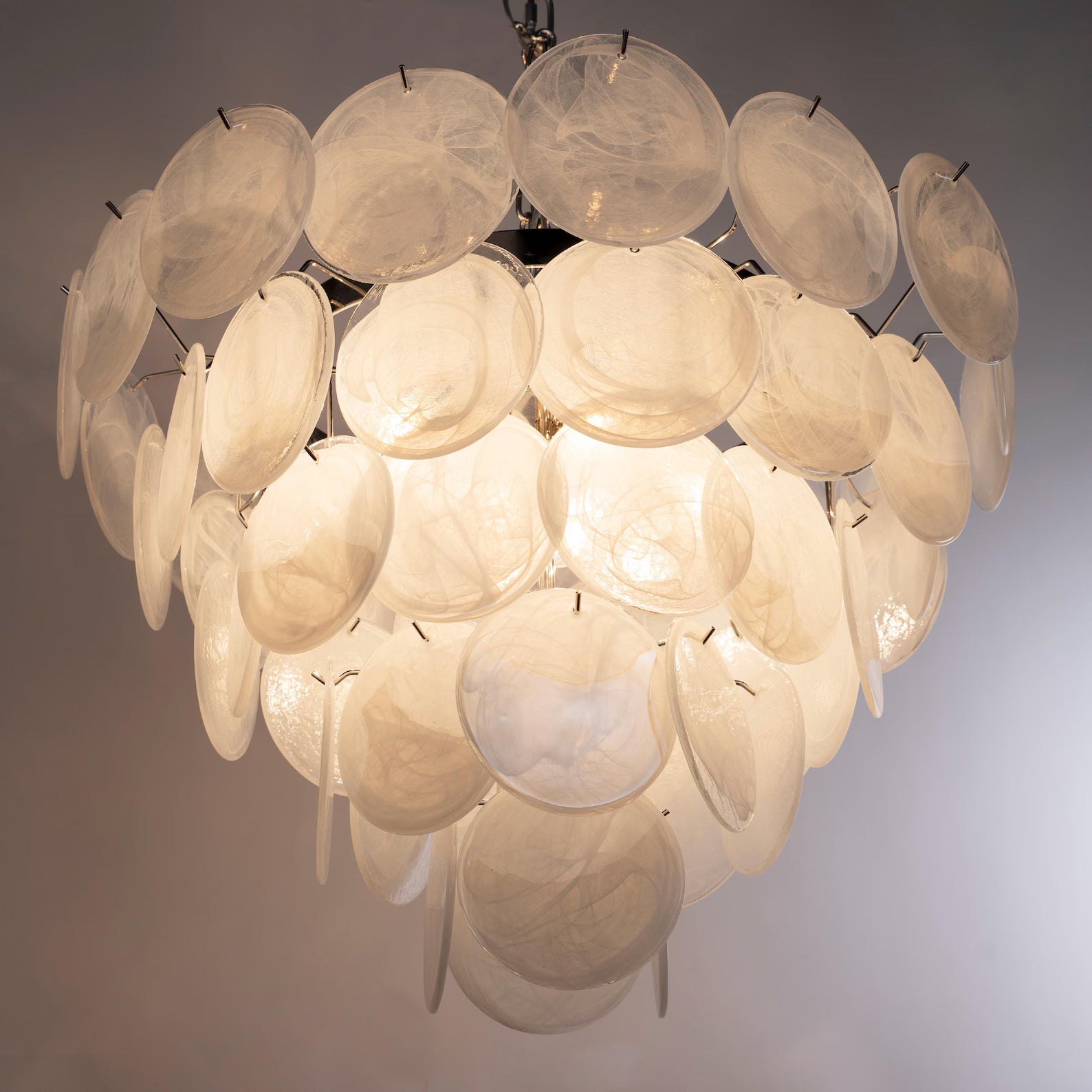 Murano Alabaster White Discs Chandelier Ø90
