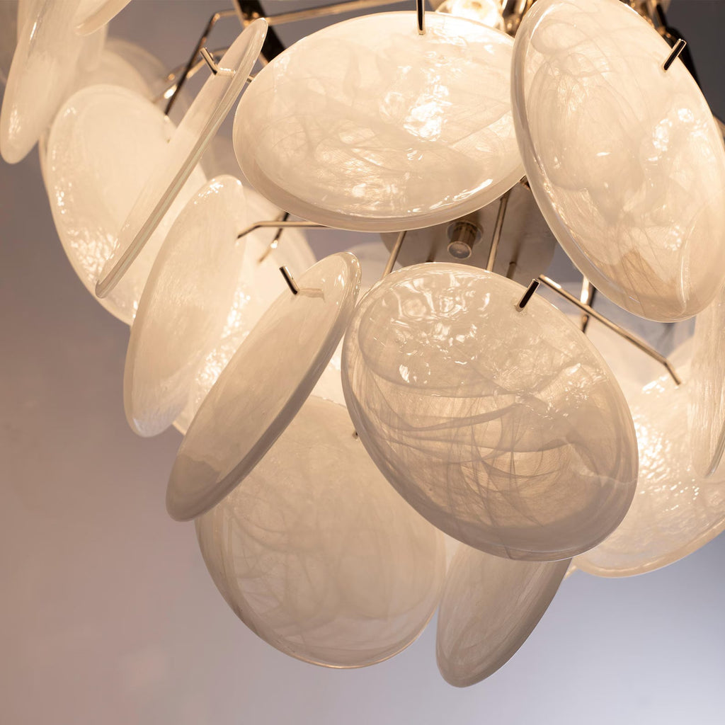 Murano Alabaster White Discs Chandelier Ø90
