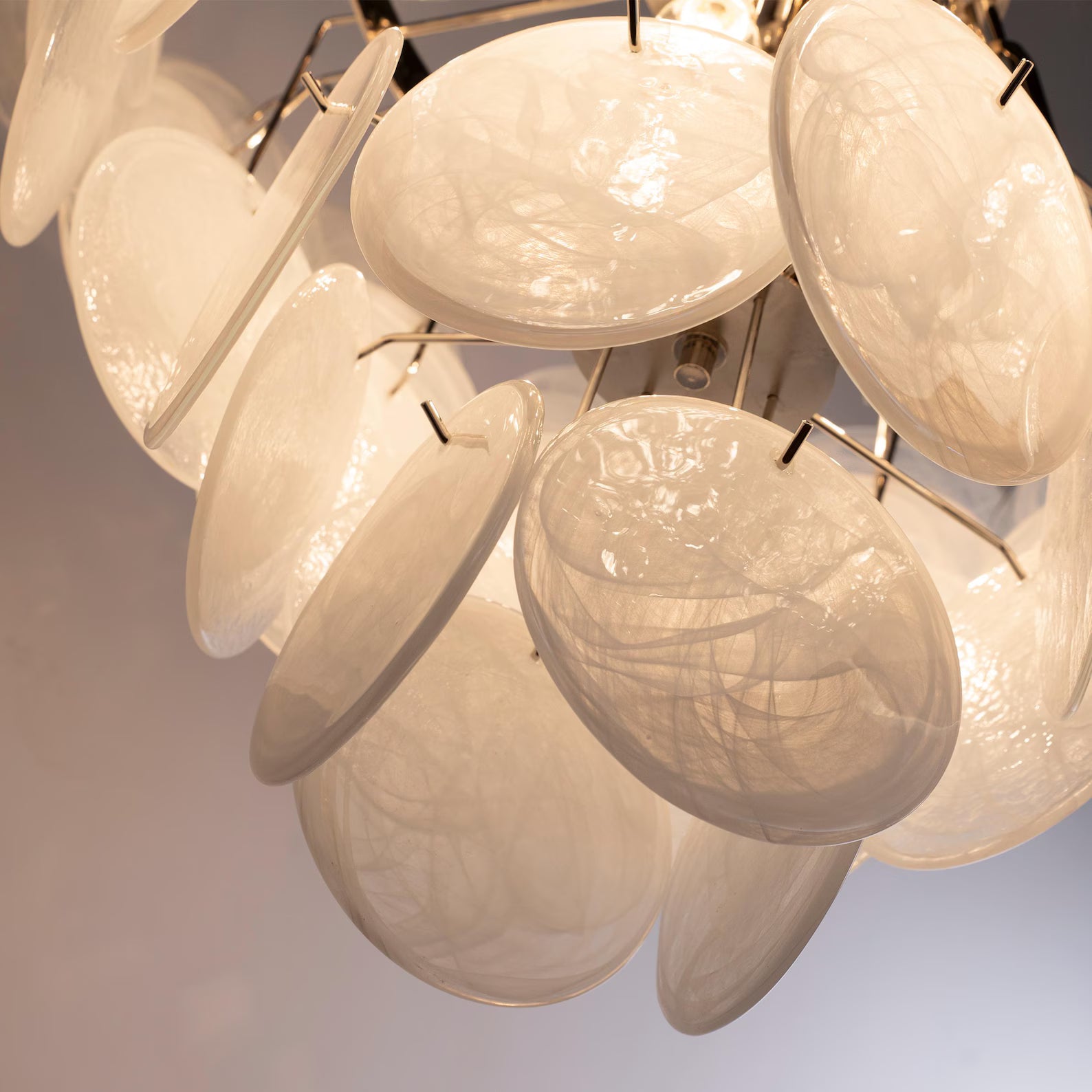 Murano Alabaster White Discs Chandelier Ø90