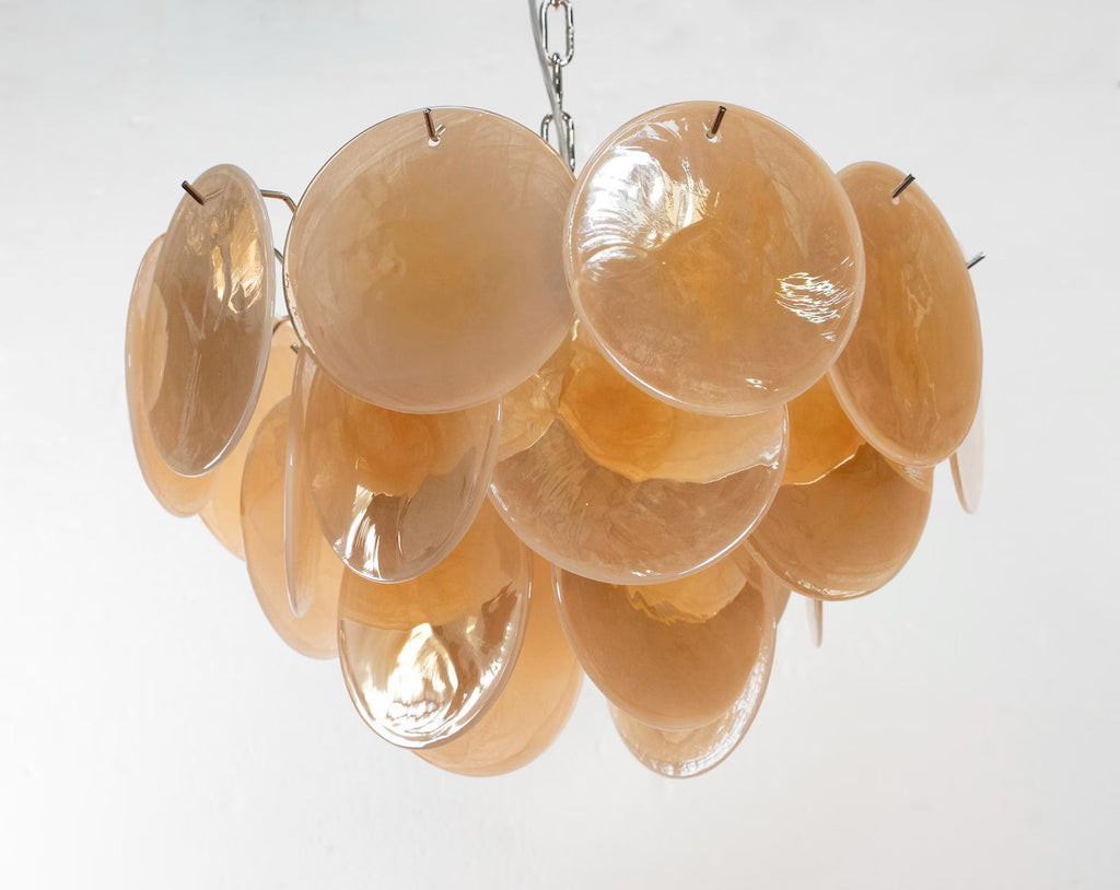 Murano Discs Chandelier Ø45 – Alabaster Amber