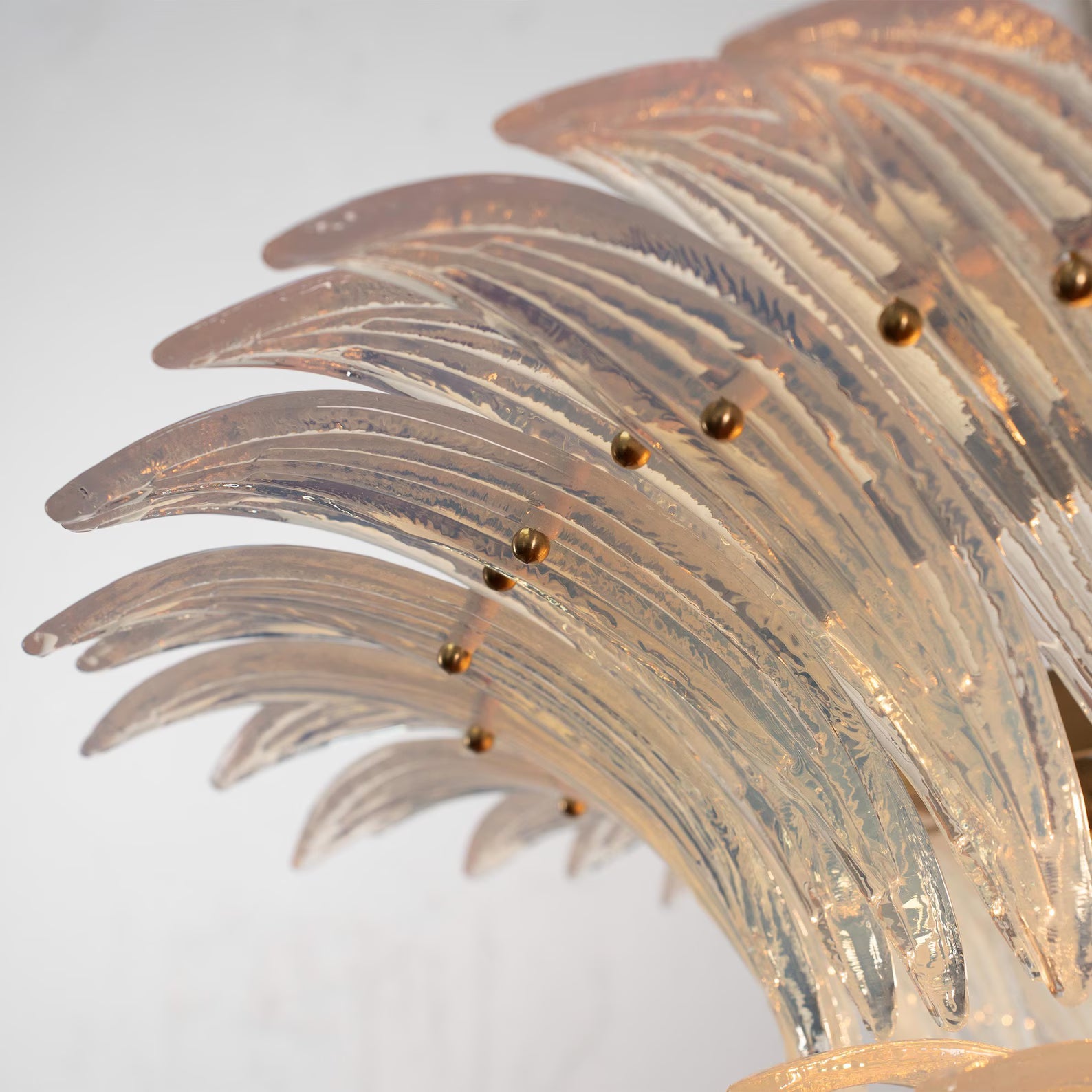 Murano Palmette Chandelier – 2-Tier Opal Iridescent Glass