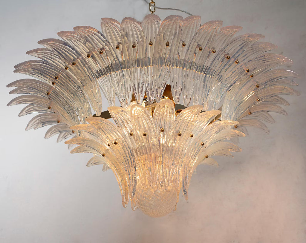 Murano Palmette Chandelier – 2-Tier Opal Iridescent Glass