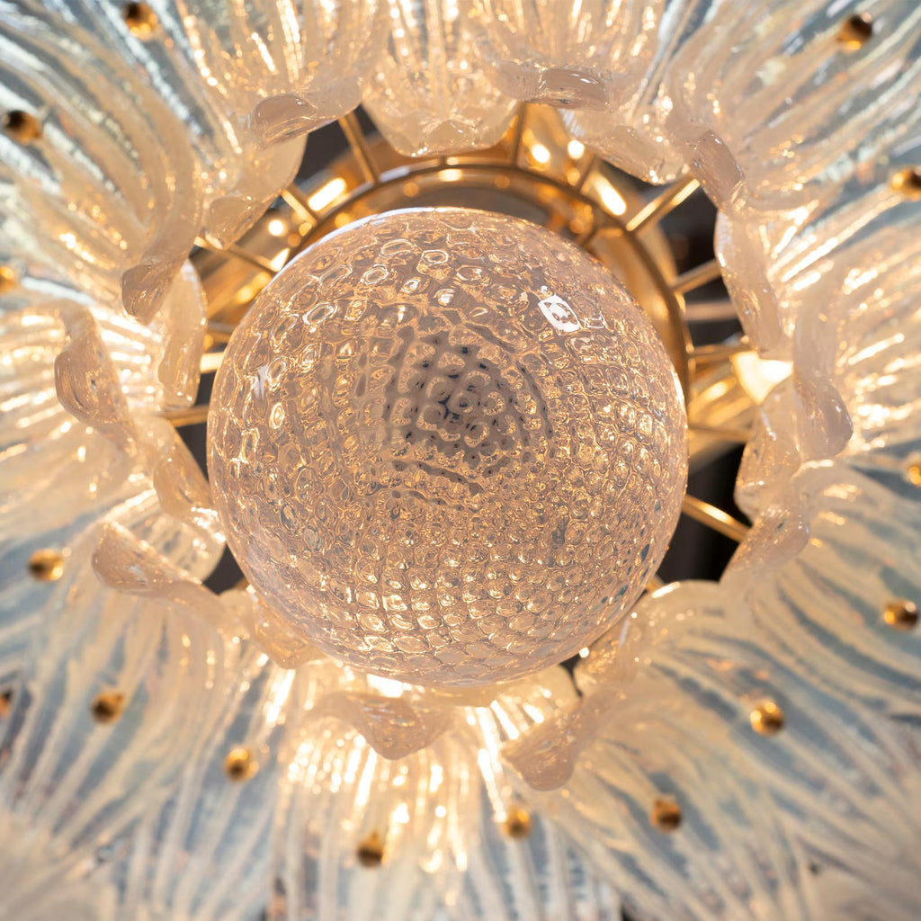 Murano Palmette Chandelier – 2-Tier Opal Iridescent Glass
