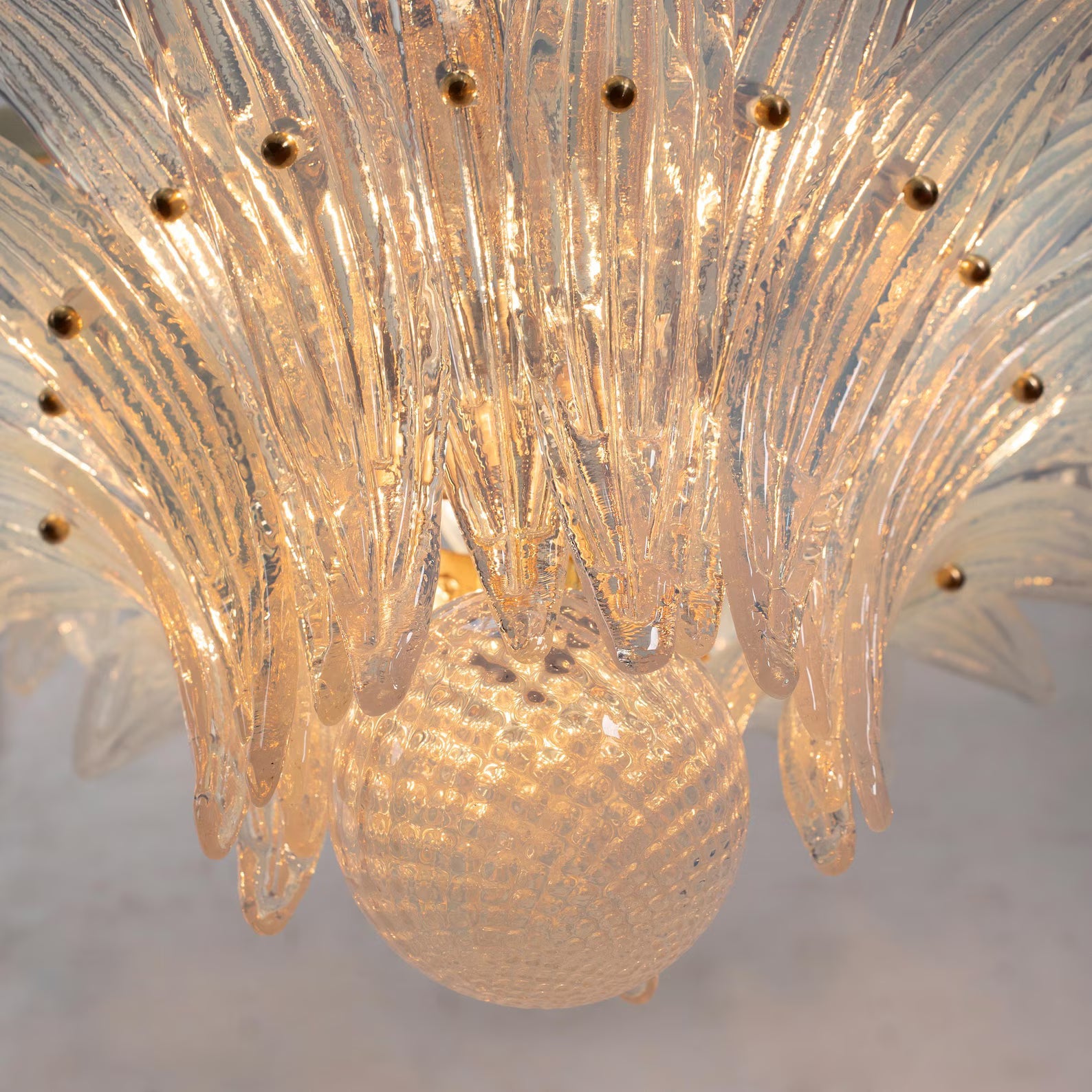 Murano Palmette Chandelier – 2-Tier Opal Iridescent Glass