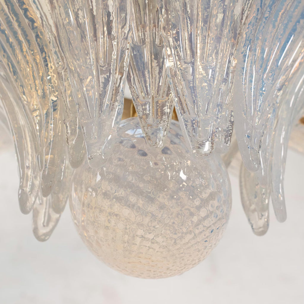 Murano Palmette Chandelier – 2-Tier Opal Iridescent Glass