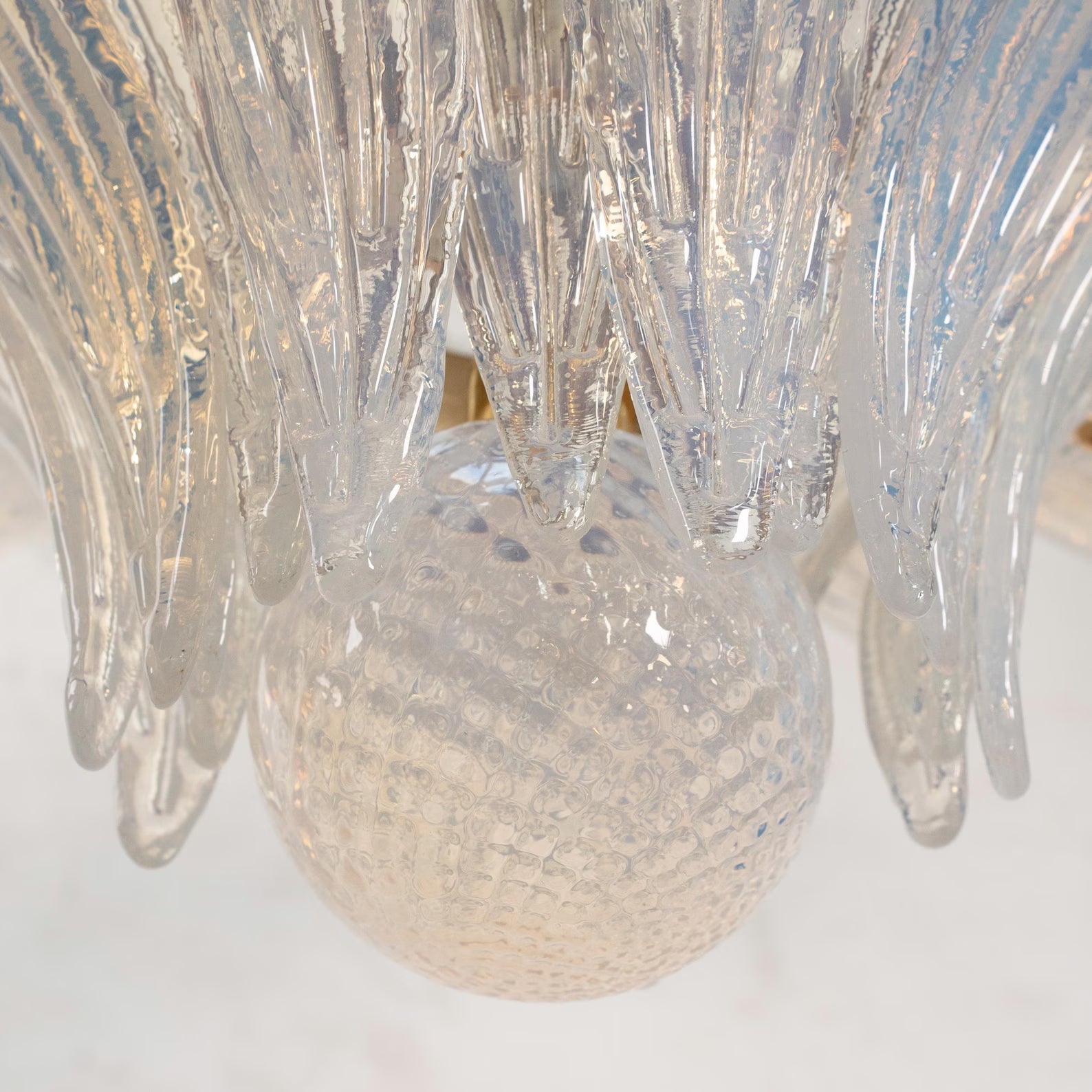 Murano Palmette Chandelier – 2-Tier Opal Iridescent Glass
