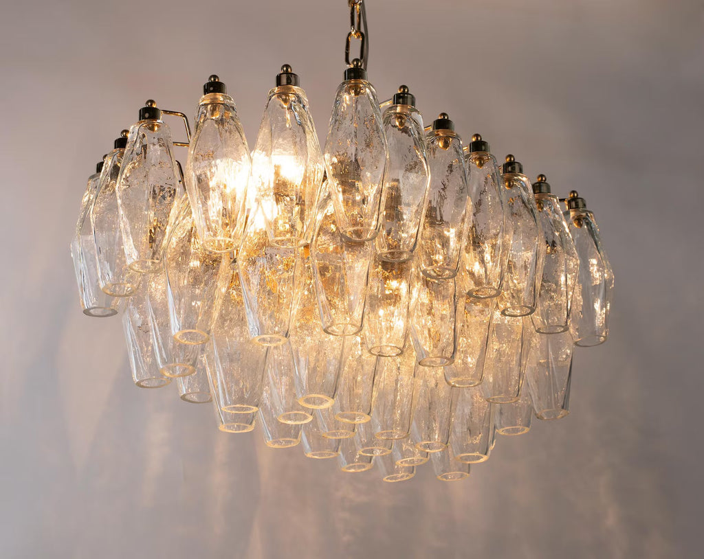 Murano Clear Poliedri Chandelier 50 cm