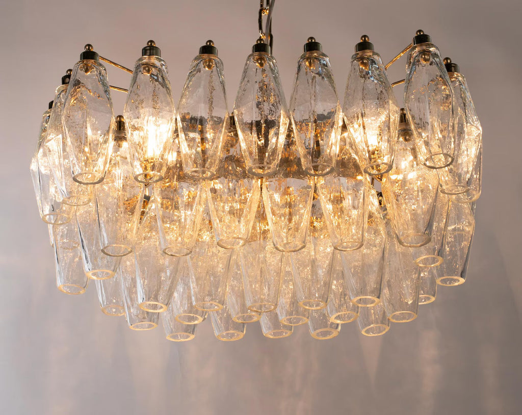 Murano Clear Poliedri Chandelier 50 cm