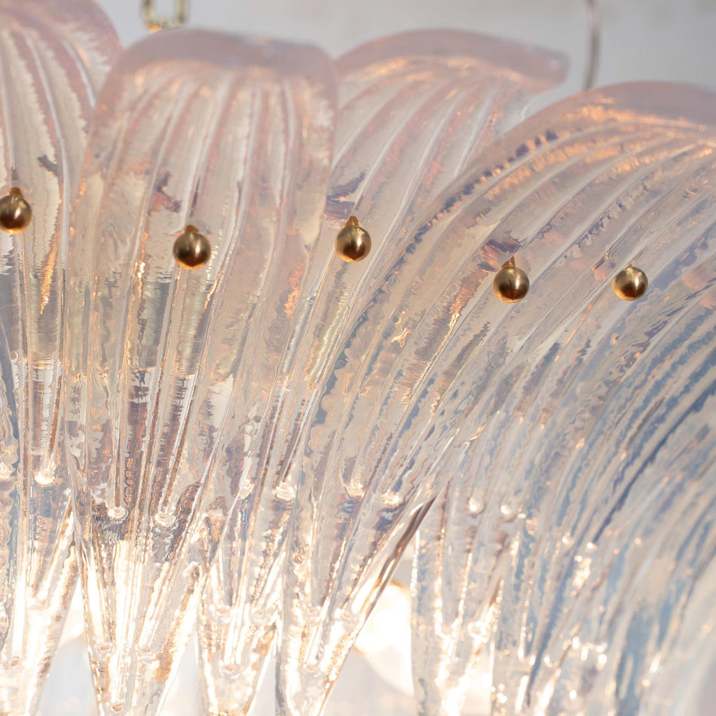 Murano Palmette Chandelier – 2-Tier Opal Iridescent Glass