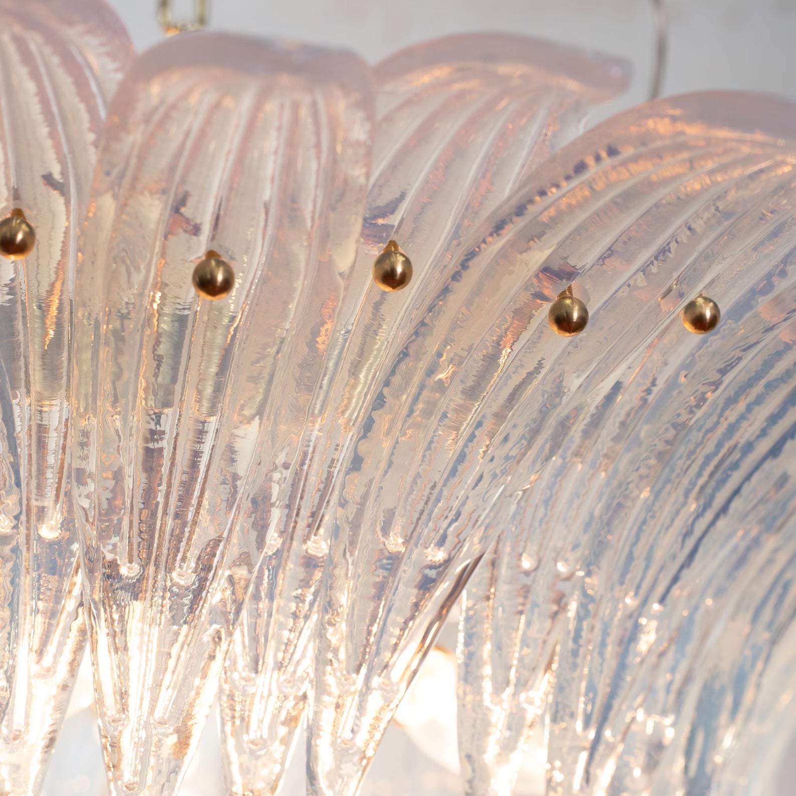 Murano Palmette Chandelier – 2-Tier Opal Iridescent Glass