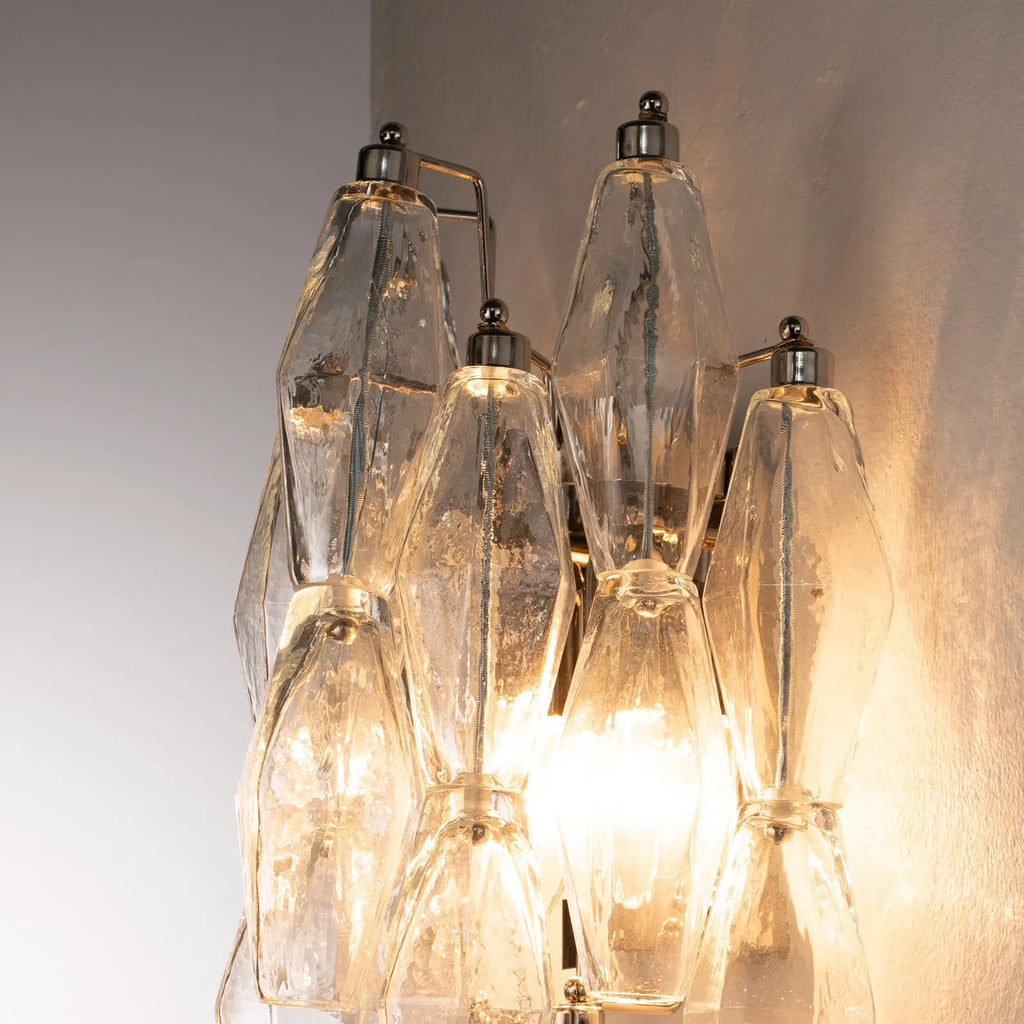 Murano Clear Poliedri Wall Sconces – Set of 2