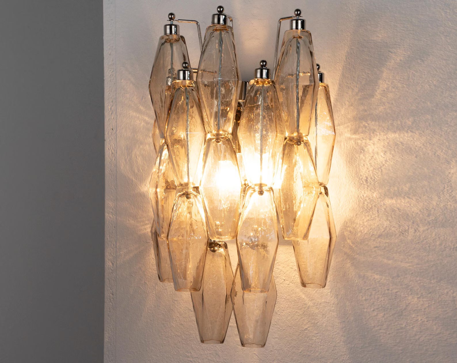 Murano Fumé Poliedri Wall Sconces – Set of 2