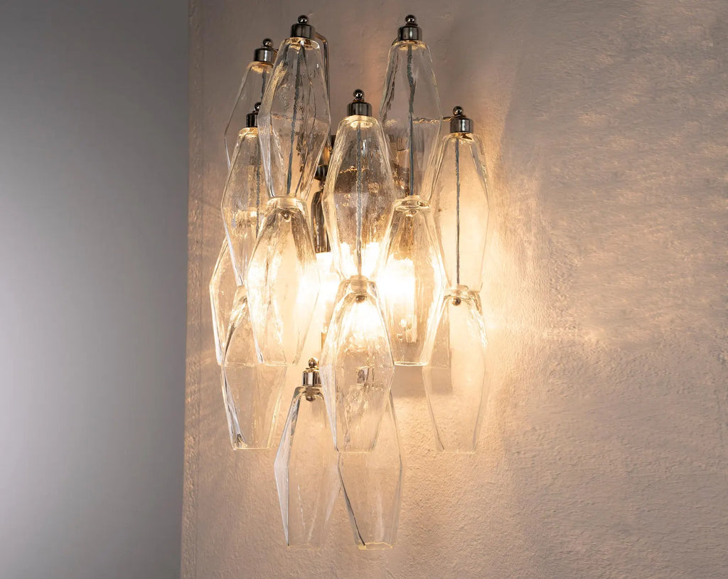 Murano Clear Poliedri Wall Sconce