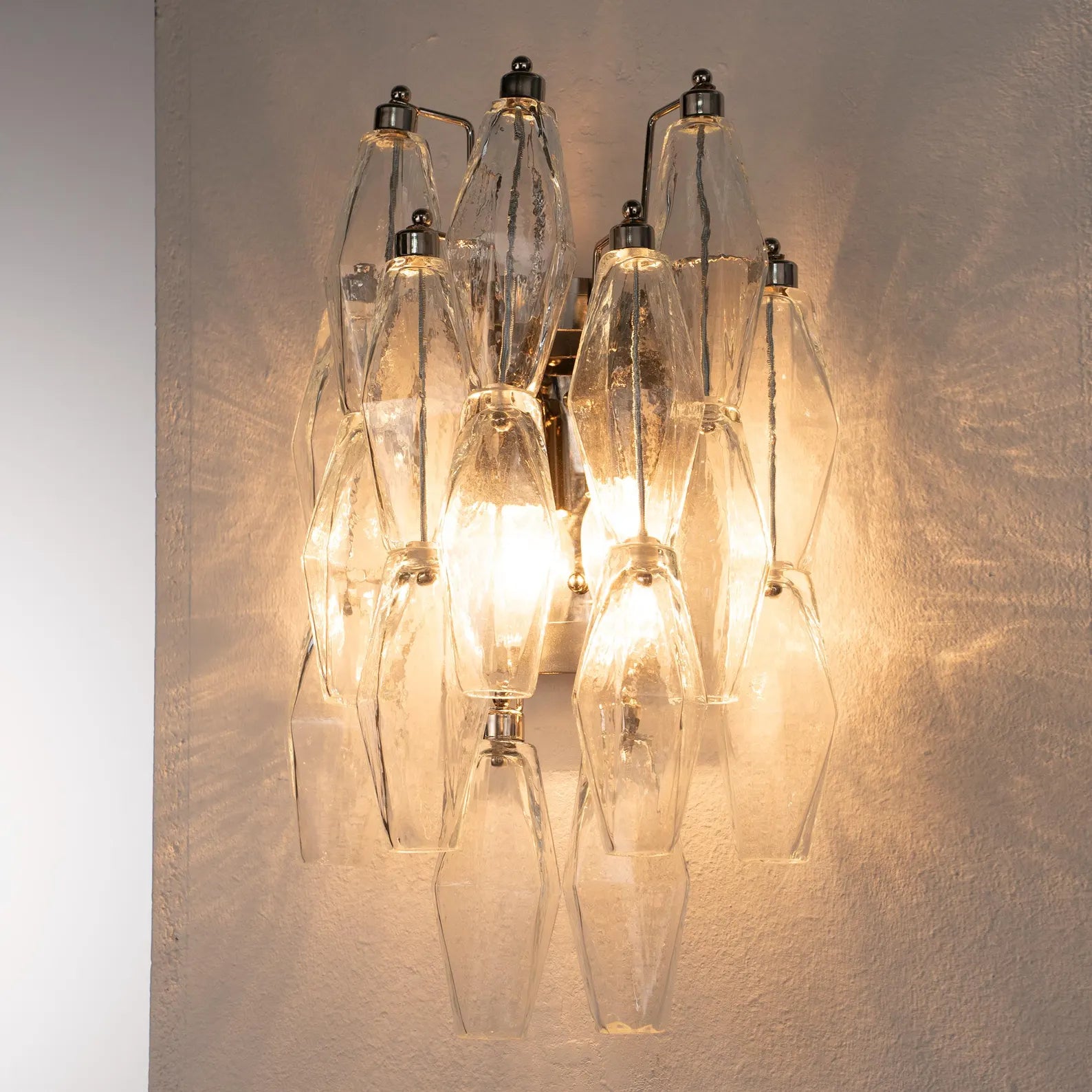 Murano Clear Poliedri Wall Sconces – Set of 2